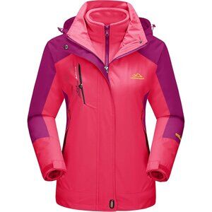 Women's Rose Purple Winter Winter Snow Ski Jacket Coats Waterproof Fleece Lined